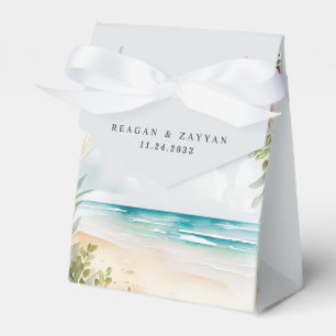 Wasserfarbene Strandhochzeit im Sommer mit Blumen Geschenkschachtel