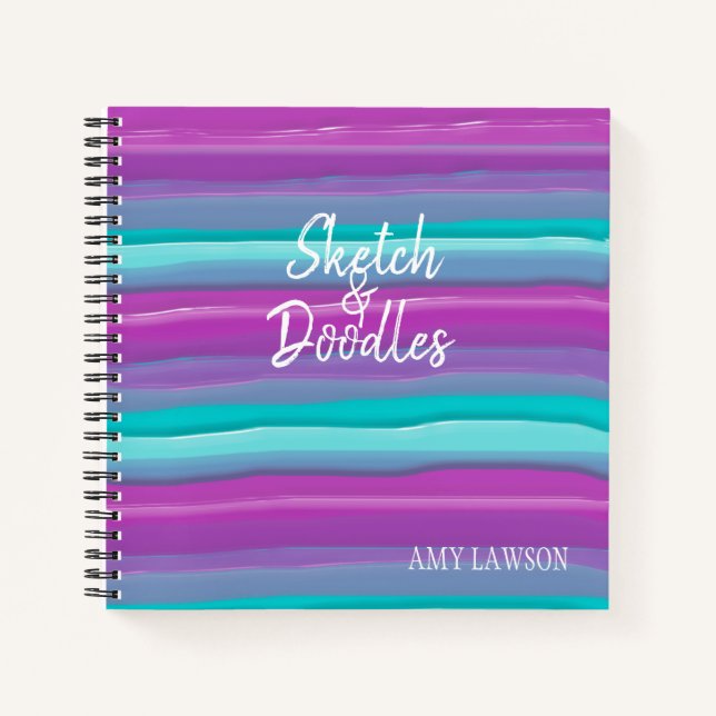 Wasserfarbene Streifen Notizbuch (Vorderseite)