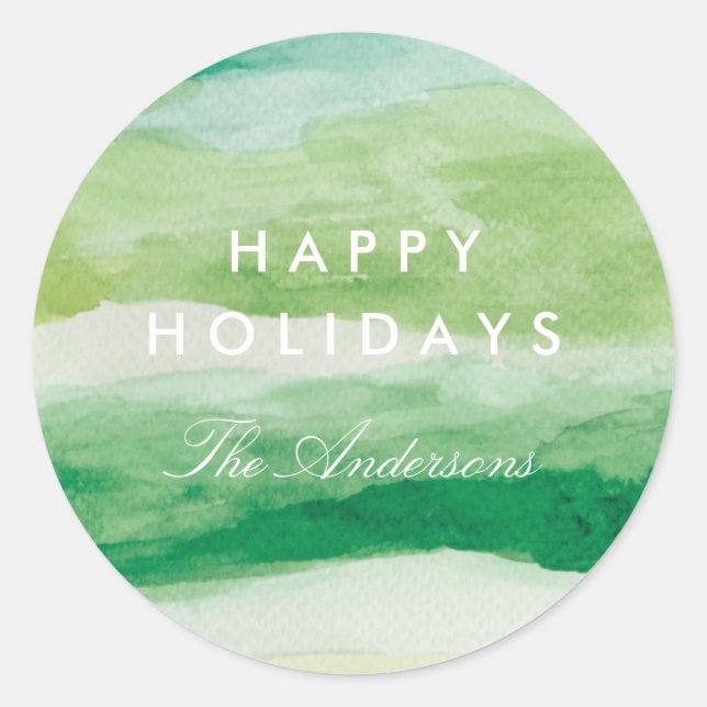 Wasserfarbene Streifen Runder Aufkleber (Vorderseite)