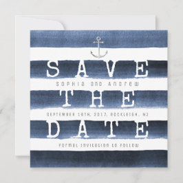 Wasserfarbene Streifen Save the Date nautisch