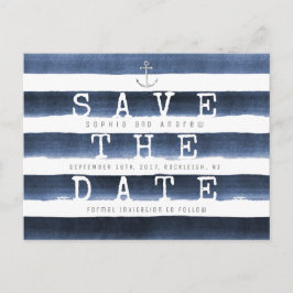 Wasserfarbene Streifen Save the Date nautisch Ankündigungspostkarte