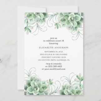 Wasserfarbene süß 16. Grünkaktus Einladung