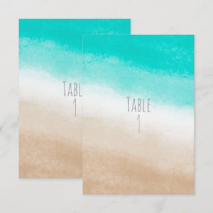 Wasserfarbene Teal- und Tan-elegante Strandhochzei Einladung