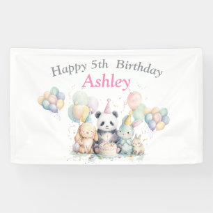 Wasserfarbene Tiere & Ballon Geburtstagsparty-Bann Banner