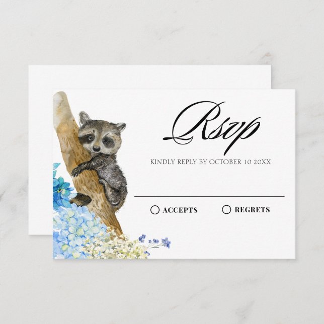 Wasserfarbene Tiere Flora und Fauna RSVP Karte (Vorne/Hinten)