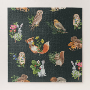 Wasserfarbene Tiere: Niedlich nahtlos Puzzle
