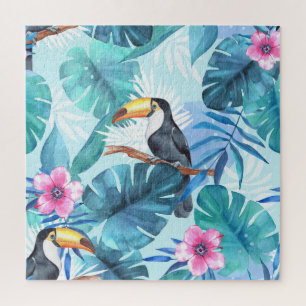 Wasserfarbene Toucans: tropisch nahtlos Puzzle