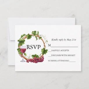 Wasserfarbene Traubenranken Hochzeitskranz RSVP Karte
