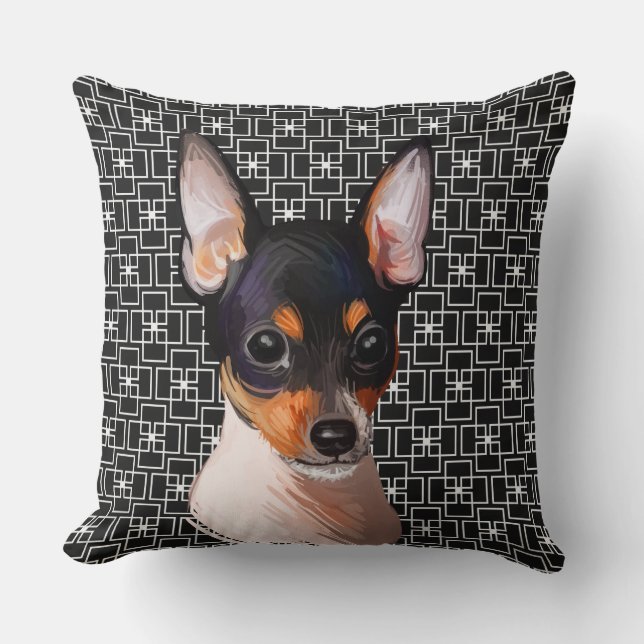 WASSERFARBENE TRI-FARBE TOY FOX TERRIER HUNDE-GESI KISSEN (Vorderseite)