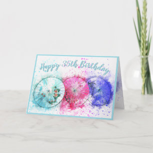 Wasserfarbene Tropenschirmchen zum 35. Geburtstag Karte