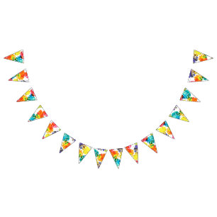 Wasserfarbene tropische Blätter Hochzeitsmonogramm Wimpelkette