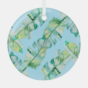 Wasserfarbene tropische Blätter, nahtlose Abbildun Ornament Aus Glas