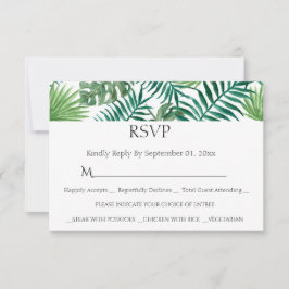 Wasserfarbene tropische Blätter - RSVP-Karte RSVP Karte