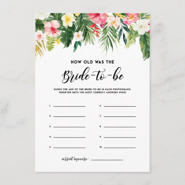 Wasserfarbene tropische Blume wie alt war die Brau Begleitkarte (Vorderseite)