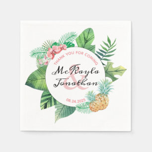 Wasserfarbene tropische Hochzeitsananas-Orchideenl Serviette