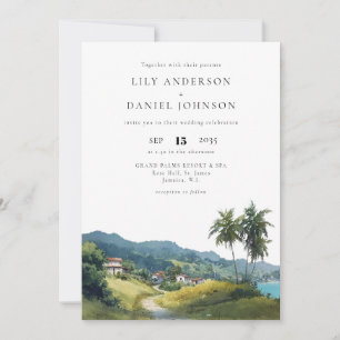 Wasserfarbene tropische karibische QR-Code-Hochzei Einladung