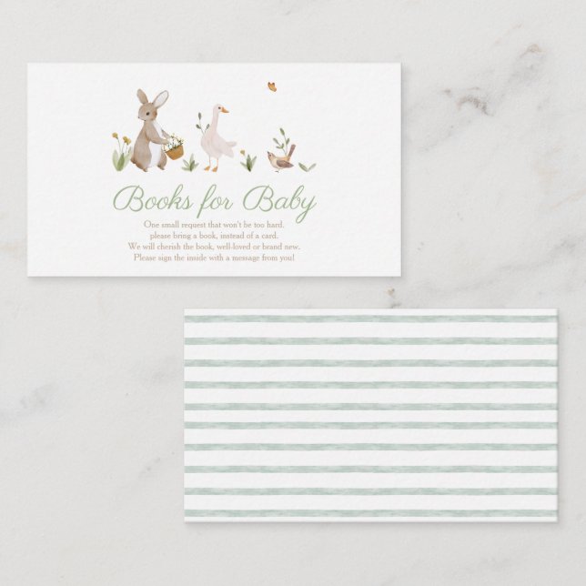 Wasserfarbene Vintage Kinderzimmer Rymne Ente Begleitkarte (Vorne/Hinten)