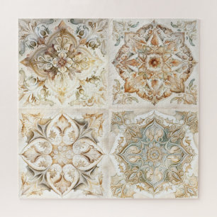 Wasserfarbene Vintage Mosaikfliesen. Blumenazulejo Puzzle