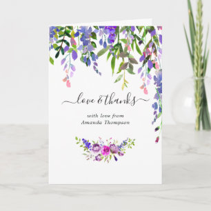 Wasserfarbene violette Blumen-Baby-Party Dankeskarte