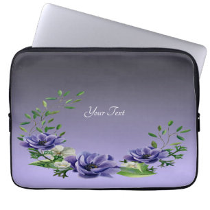 Wasserfarbene violette Blumen Laptop-Sieb Laptopschutzhülle