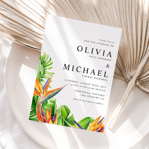 Wasserfarbene Vögel des Paradieses QR-Code Hochzei Einladungspostkarte