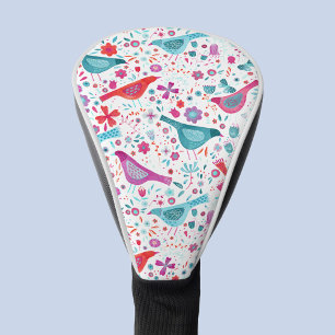 Wasserfarbene Vögel im Garten der Blume Malerei Golf Headcover