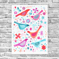 Wasserfarbene Vögel im Garten der Blume Malerei