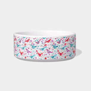 Wasserfarbene Vögel in einem Garten Aquamarin rosa Napf