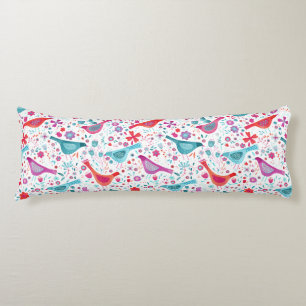 Wasserfarbene Vögel in einem Garten Aquamarin rosa Seitenschläferkissen