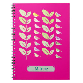 Wasserfarbene Vögel und Blätter Notizblock