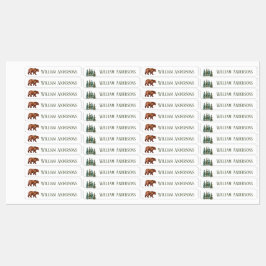 Wasserfarbene Waldbärchen Personalisierte Jungen Etiketten