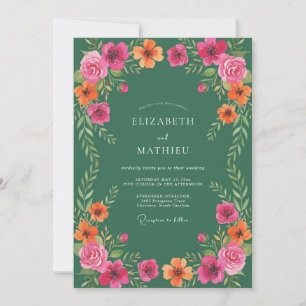 Wasserfarbene Waldgrüne Hochzeit Einladung
