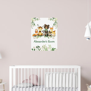 Wasserfarbene Waldtiere Bow Greenerie Poster