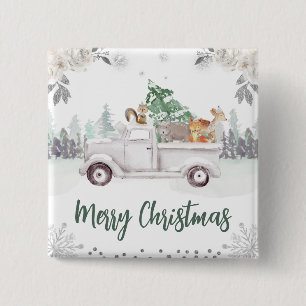 Wasserfarbene Waldtiere Weihnachten in der Blüte Button