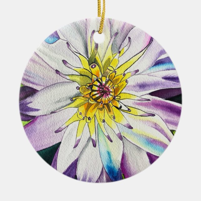 Wasserfarbene Wasserlilie schöne Kunst Keramik Ornament (Vorne)