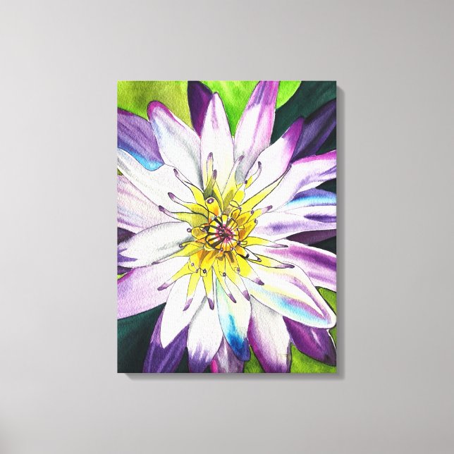 Wasserfarbene Wasserlilie schöne Kunst Leinwanddruck (Vorderseite)