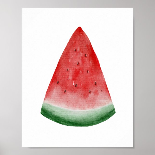 Wasserfarbene Wassermelone Tropische Sommerfrüchte Poster (Vorne)
