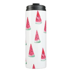 Wasserfarbene Wassermelonen, nahtlose Sommermuster Thermosbecher