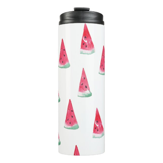 Wasserfarbene Wassermelonen, nahtlose Sommermuster Thermosbecher (Vorderseite)