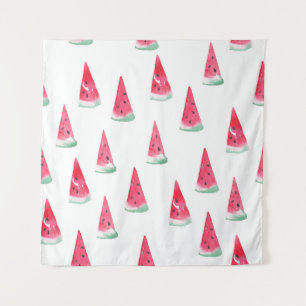 Wasserfarbene Wassermelonen, nahtlose Sommermuster Wandteppich