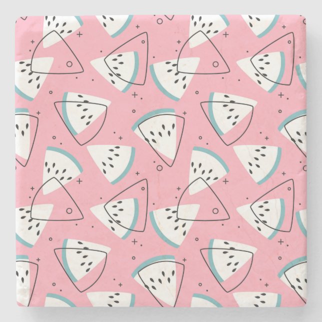 Wasserfarbene Wassermelonen Steinuntersetzer (Vorderseite)