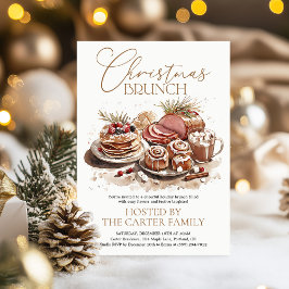 Wasserfarbene Weihnachts-Brunch-Party im rustikale Einladung