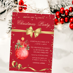 Wasserfarbene Weihnachtsball-Weihnachtsfeier Einladung