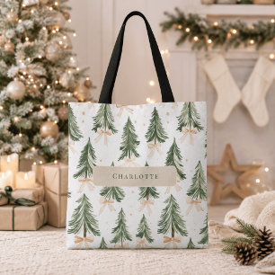 Wasserfarbene Weihnachtsbaum Personalisierte Tasch