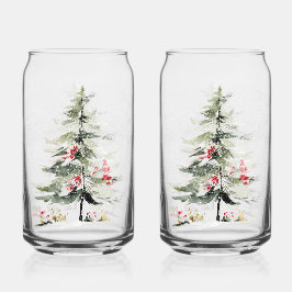 Wasserfarbene Weihnachtskiefern Dosenglas