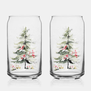 Wasserfarbene Weihnachtskiefern Dosenglas