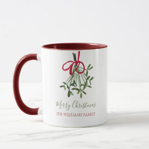 Wasserfarbene Weihnachtsmistel Festliches rotes Ba Tasse