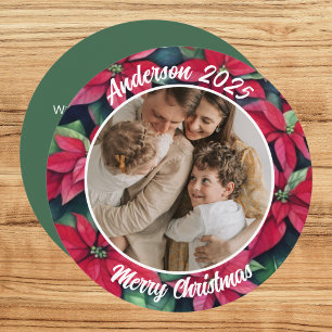 Wasserfarbene Weihnachtsstern-Familien-Weihnachts- Feiertagskarte