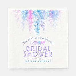 Wasserfarbene Weinrebe Blumenblau lila Brautparty Serviette