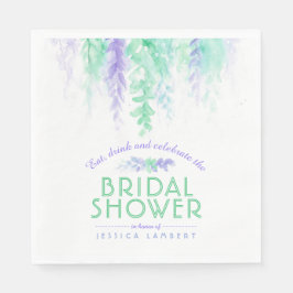 Wasserfarbene Weinrebe lila grünes Brautparty Serviette